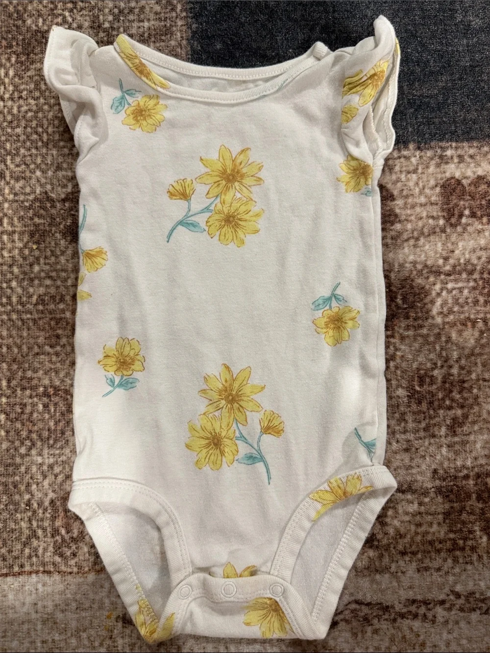 Carter's White Baby One-Piece Bodysuit with Yellow Floral Print
